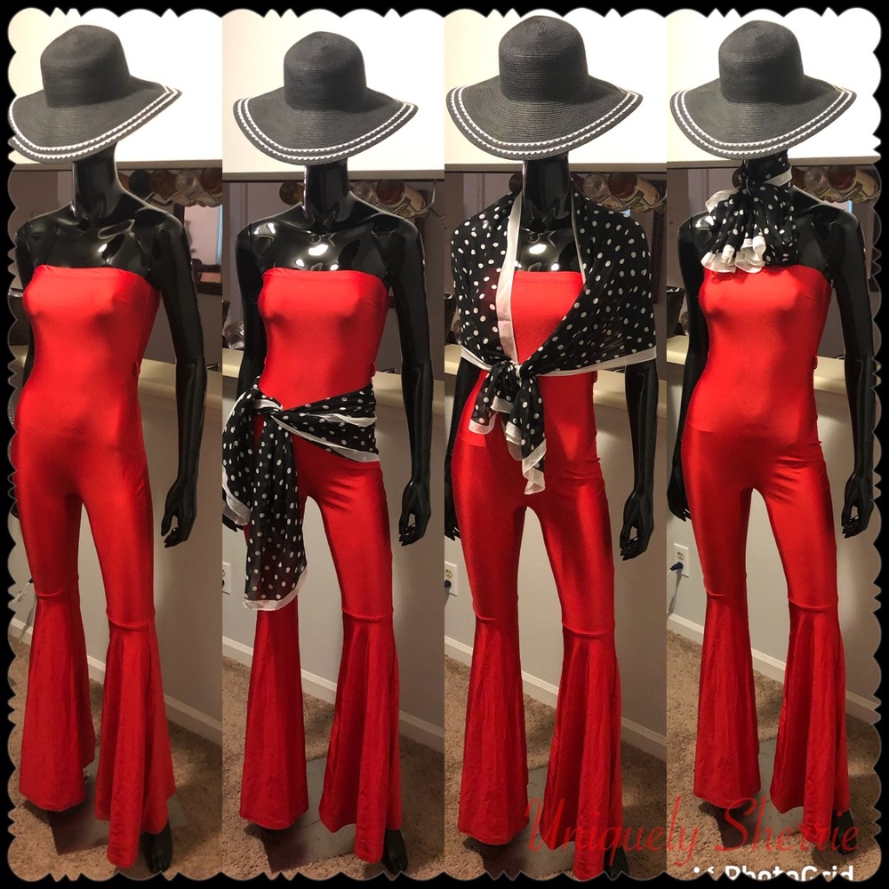 Red Bellbottom Jumpsuit - Picture 5 of 12
